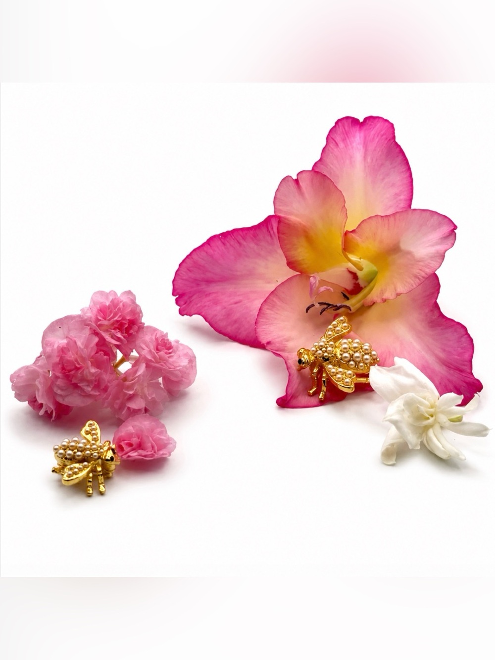 Joan Rivers Bumble Bee Pins with Faux Seed Pearls Set of 2